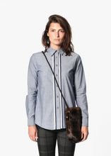 Load image into Gallery viewer, Chambray Boyfriend Shirt in Blue
